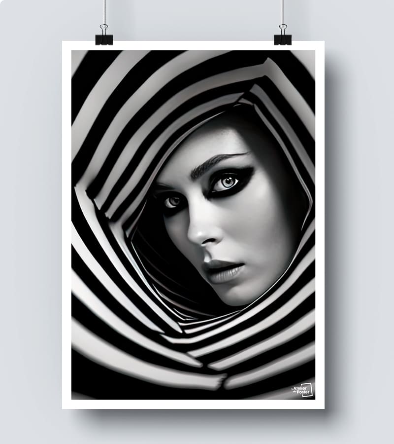 Affiche Femme hypnotique Noir et Blanc