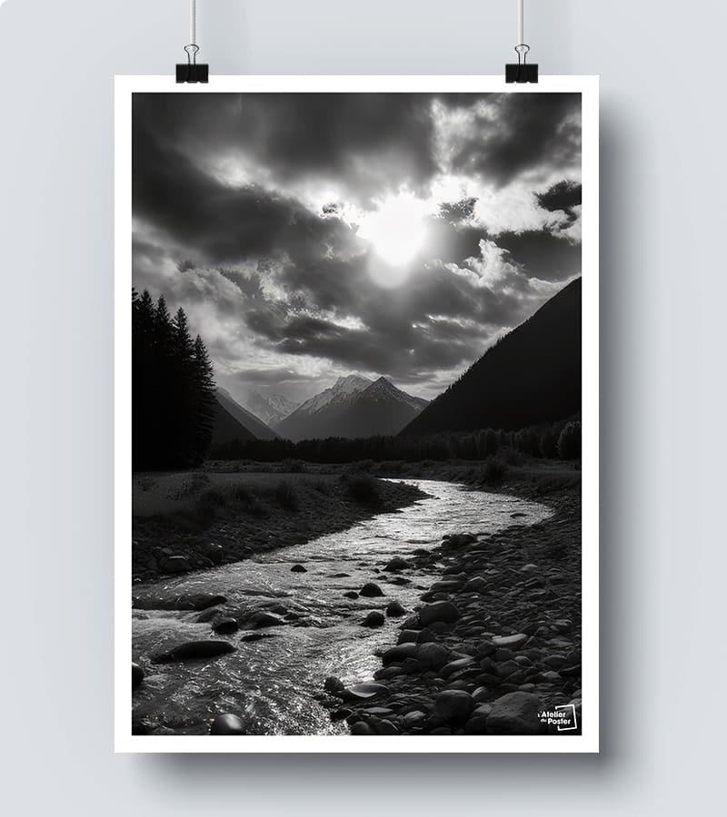 Affiche Ruisseau Noir et Blanc
