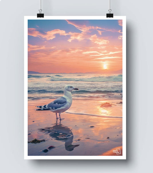 Affiche Couché de soleil sur la plage