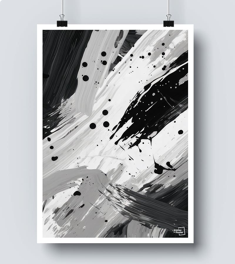 Affiche Abstraite Noir et blanc L Atelier du Poster