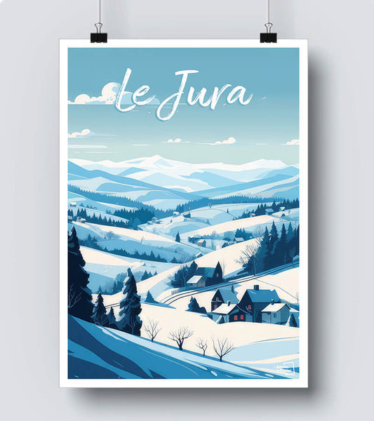 Affiche le jura en neige enneigé