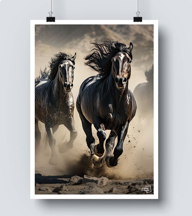 Affiche Chevaux Noirs