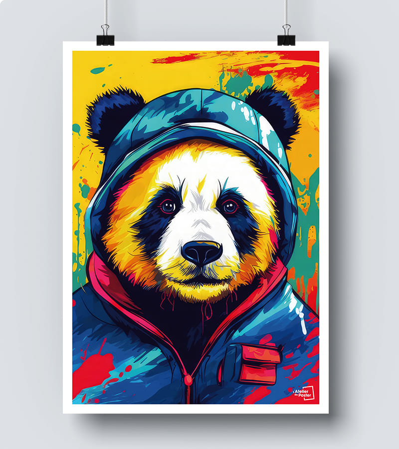 Poster Panda à Capuche - Pop Art