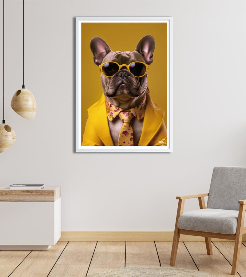 Affiche Bouledogue avec des Lunettes