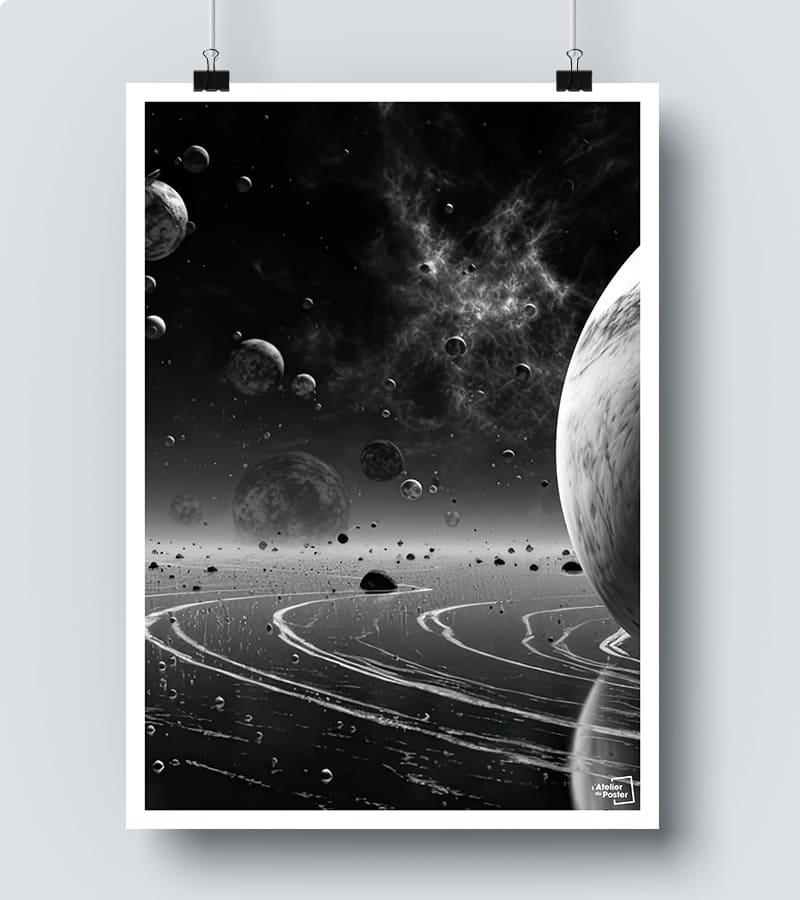 poster Interstellaire Noir et Blanc