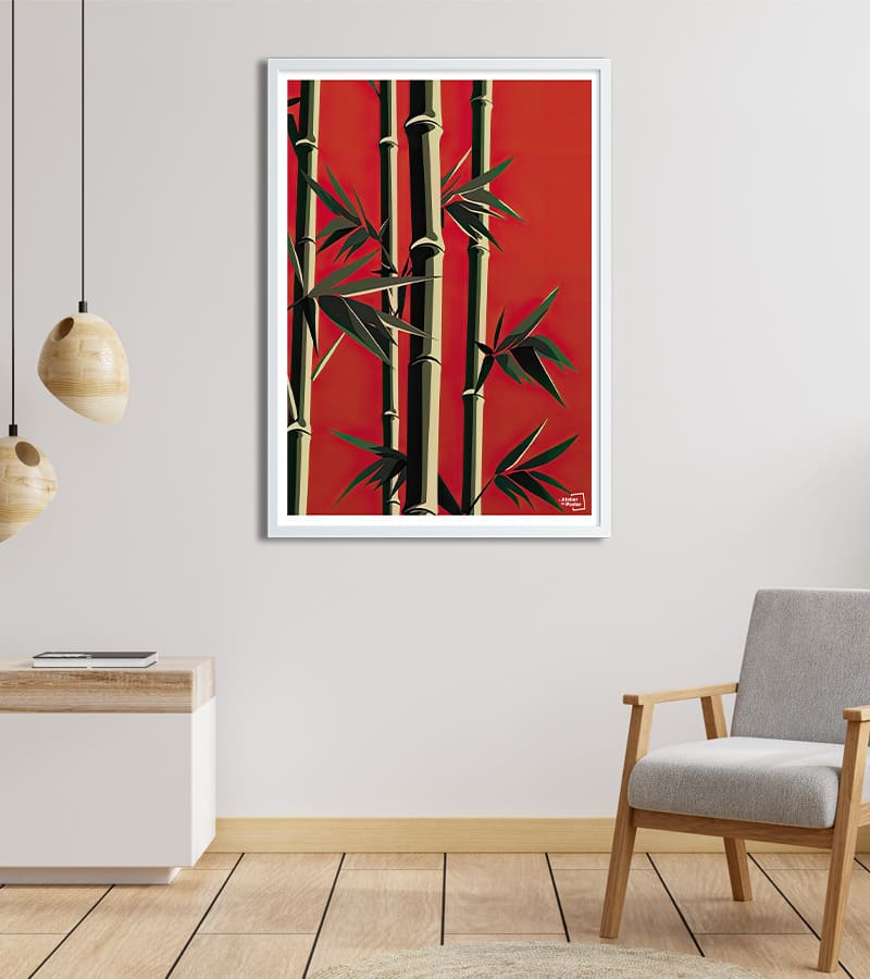 poster Bambous rouge et noir