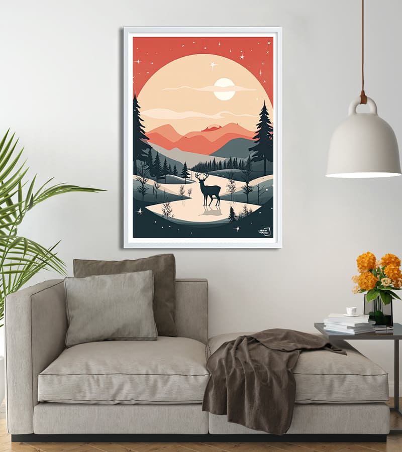 Affiche Noël - Paysage hivernal