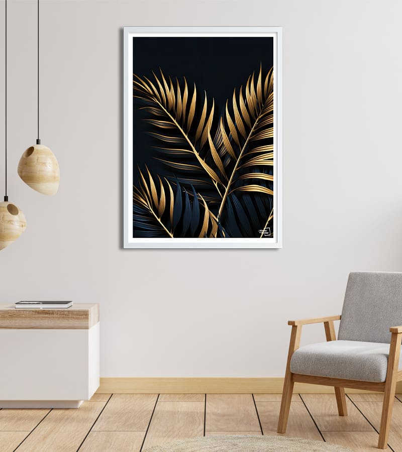 poster Feuille palmier dorée