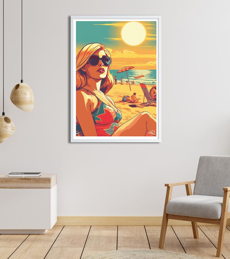 poster Femme à la plage - Pop Art