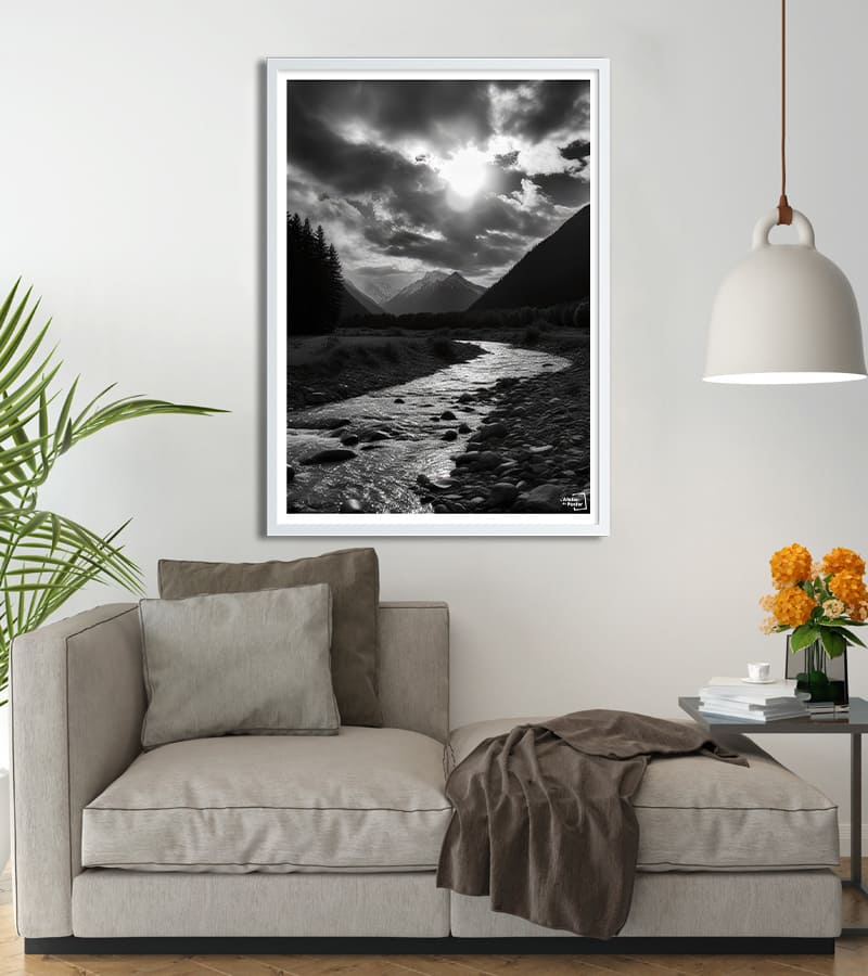 Poster Ruisseau Noir et Blanc