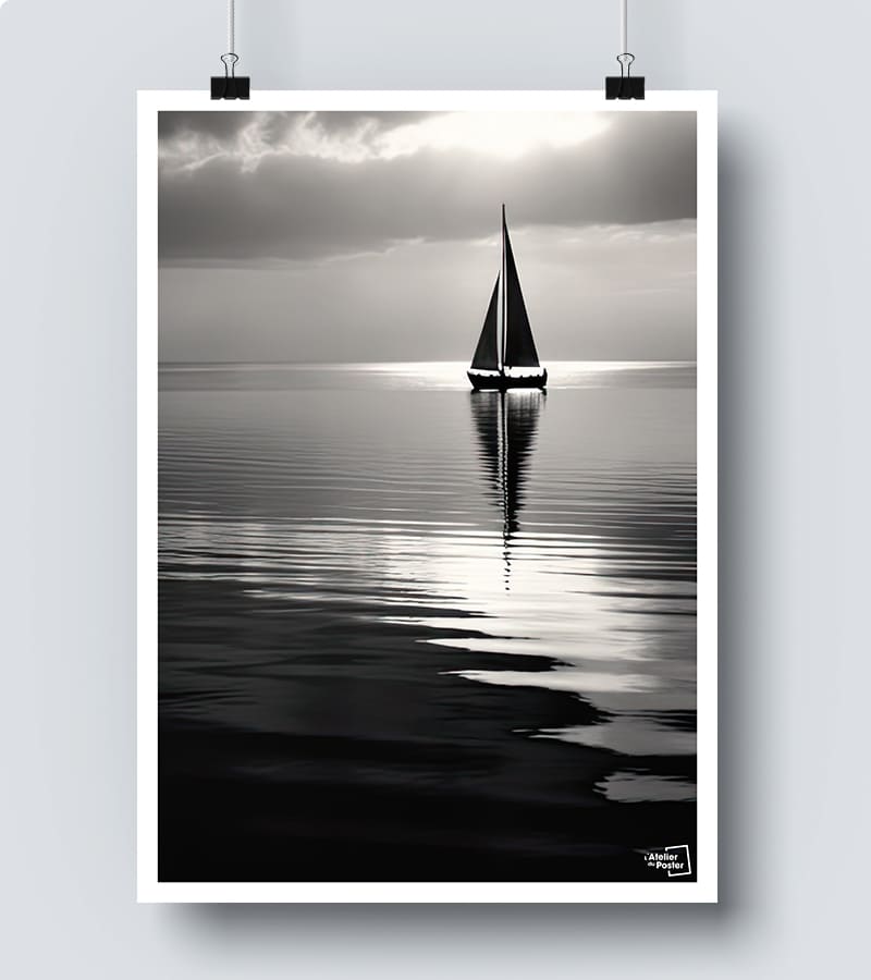 Affiche Voilier Noir et Blanc