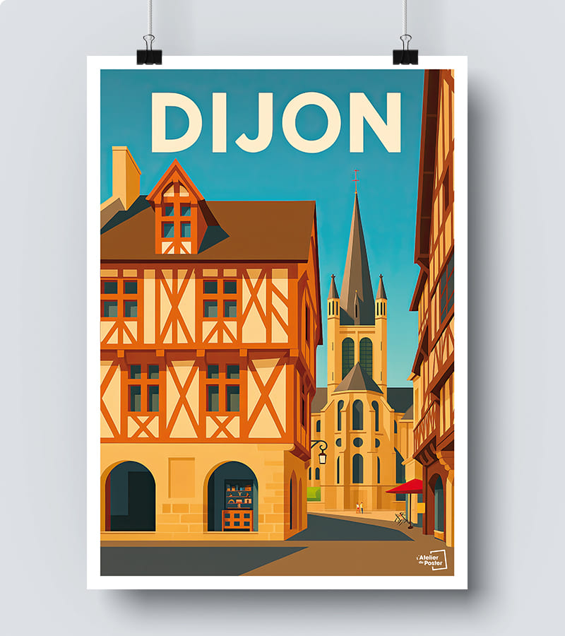 Affiche Dijon Vintage L Atelier Du Poster affiche-dijon-vintage-l-atelier-du-poster
