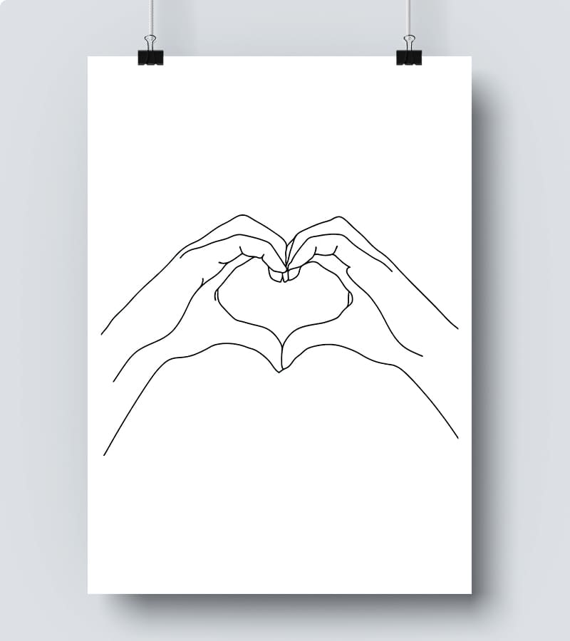 Affiche Line Art Coeur Mains #11