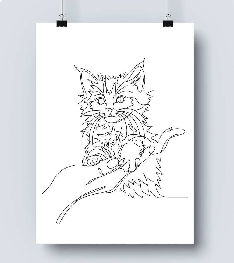 Affiche Line Art Chaton #12