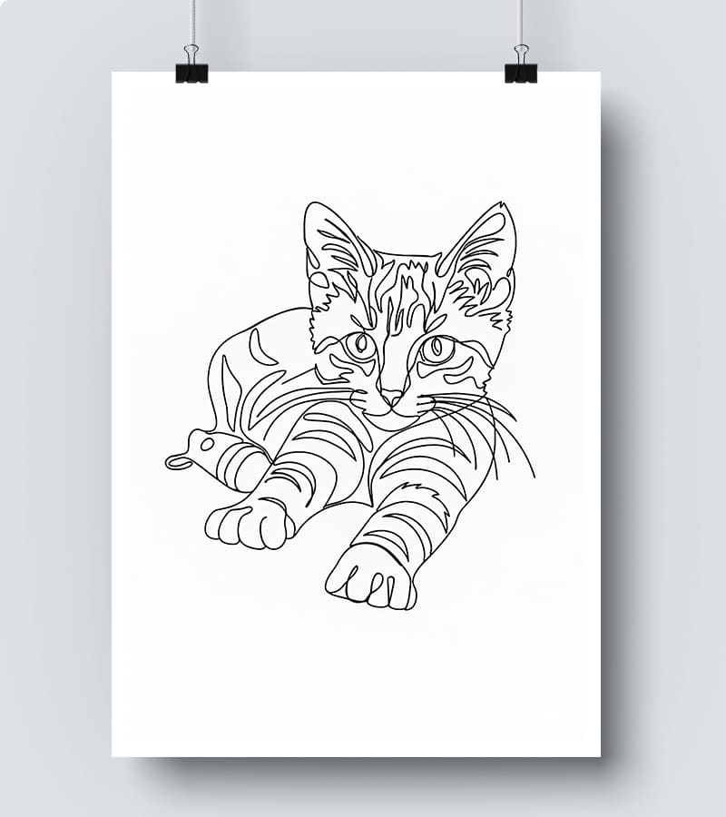 Affiche Line Art Chat Félin #13