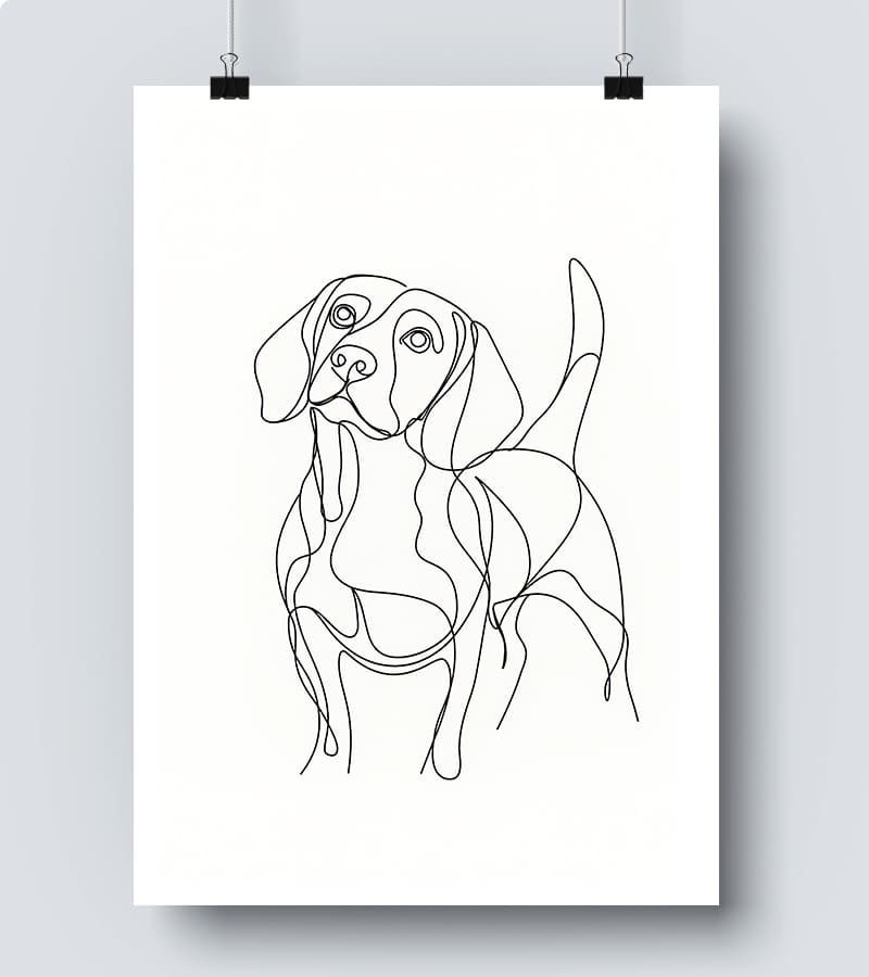 Affiche Line Art Petit chien Canidé #15