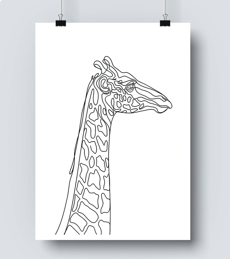 Affiche Line Art Girafe #20