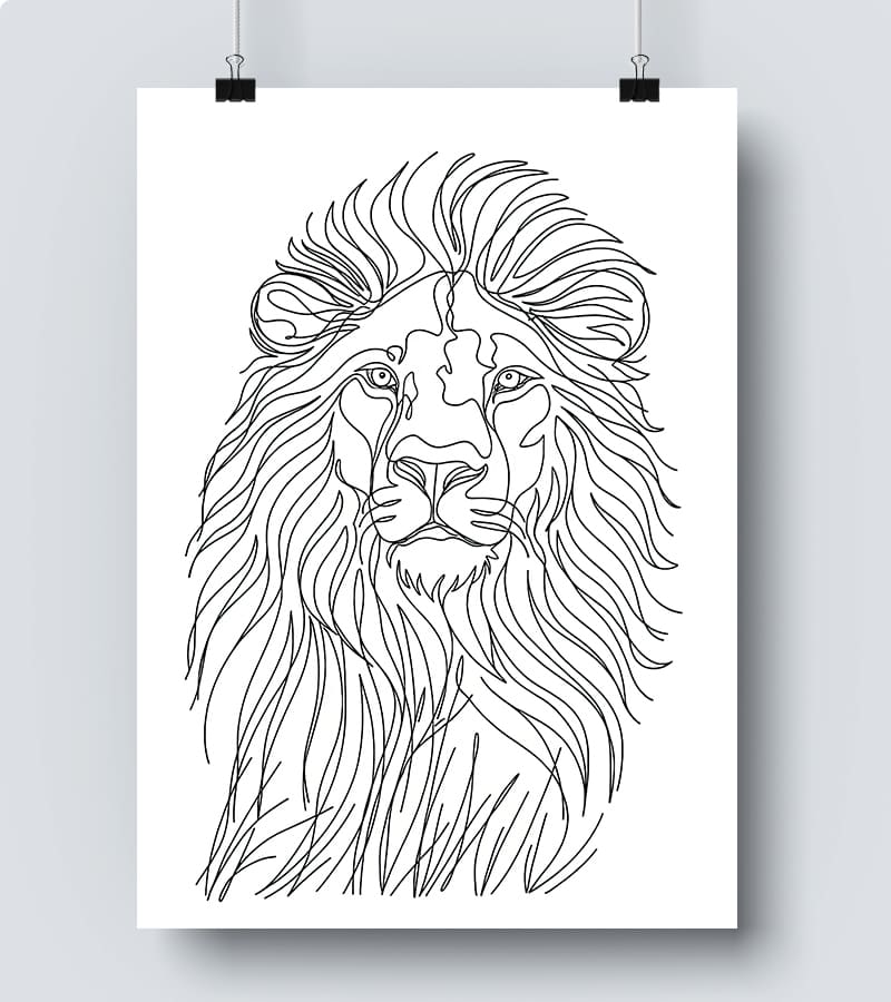 Affiche Line Art Lion Roi de la Jungle #22