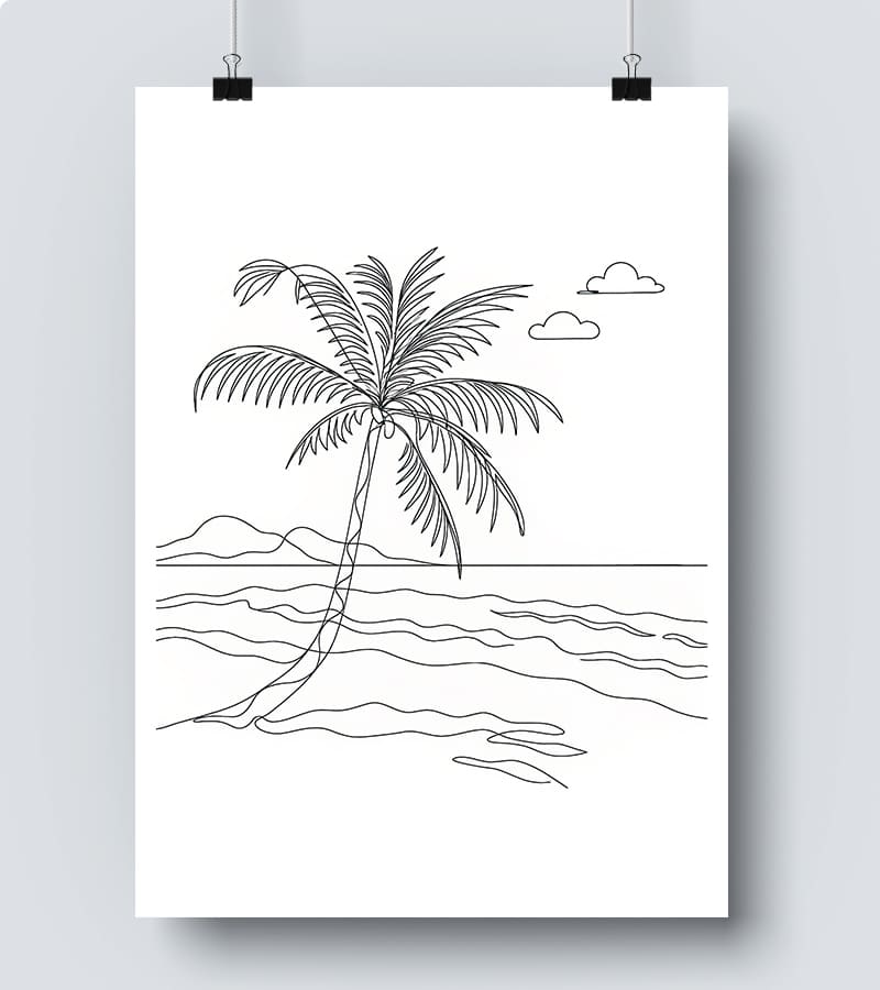 Affiche Line Art Paysage Vacance