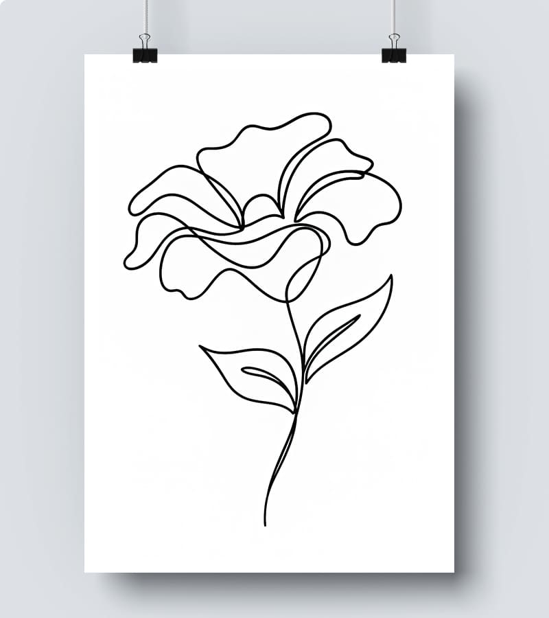 Affiche Line Art botanique Flower #2