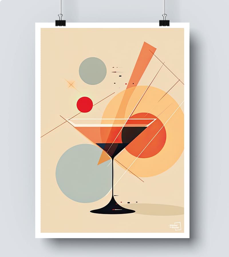Affiche Cocktail cubisme couleur