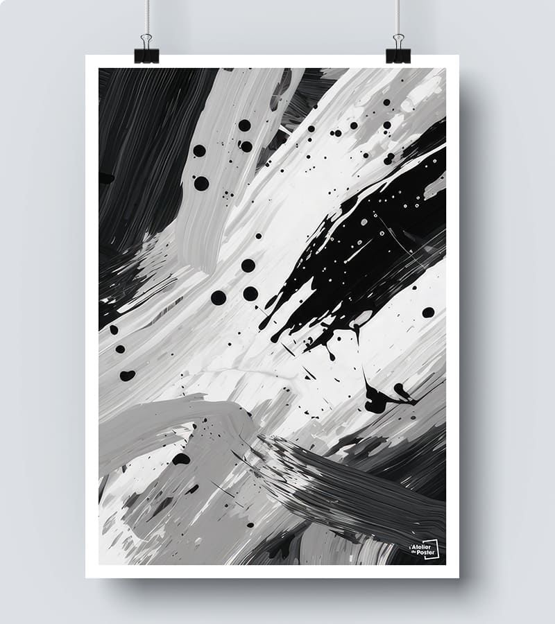 Affiche abstrait noir et blanc #44