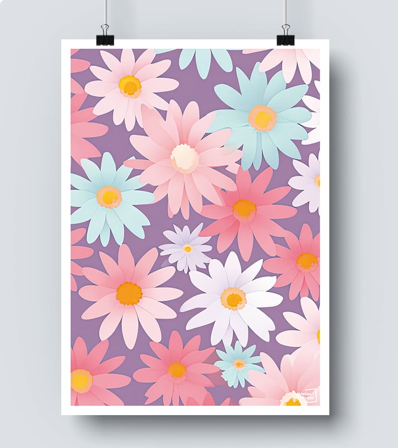 Affiche marché fleur motif marguerite