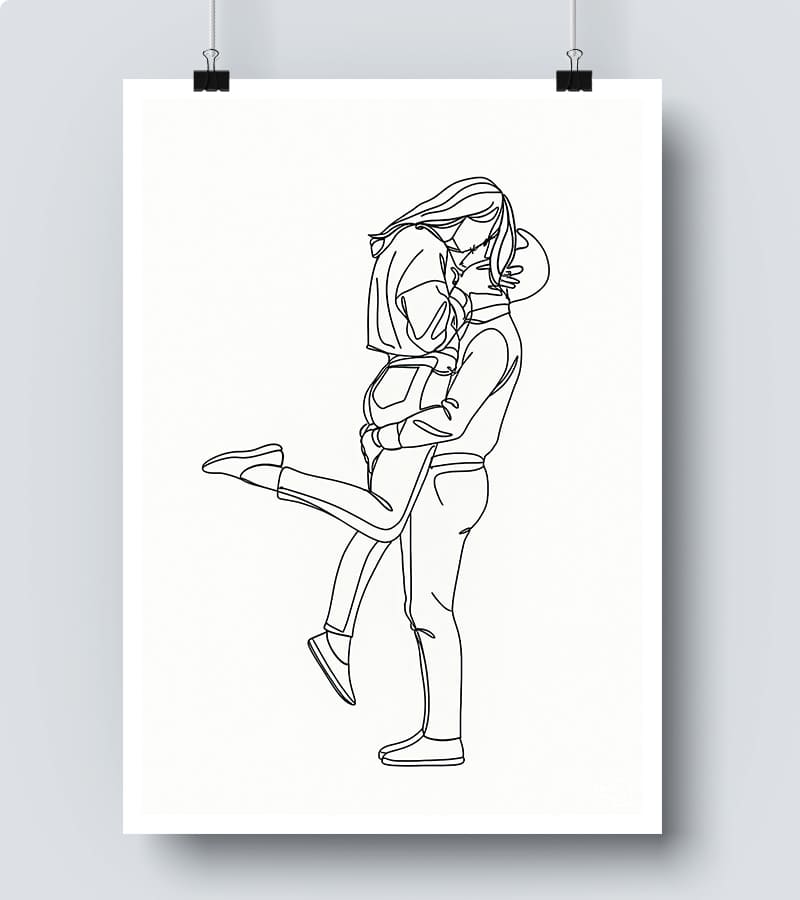 Affiche Line Art Couple Amoureux #4