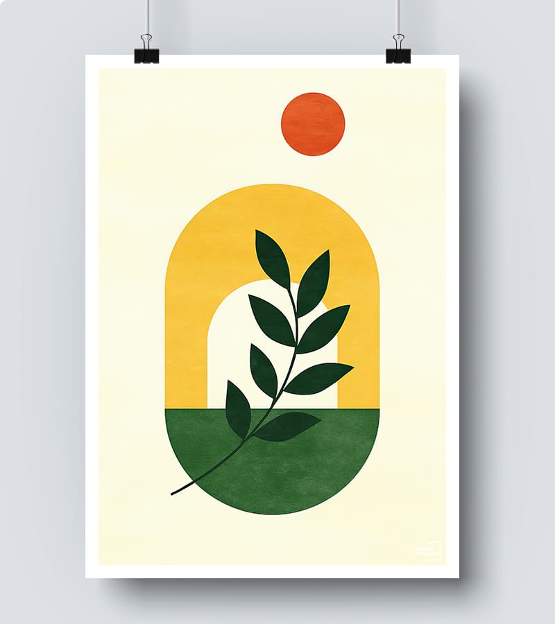 Affiche Botanique Abstraite – Plante et Formes en Style Contemporain #55