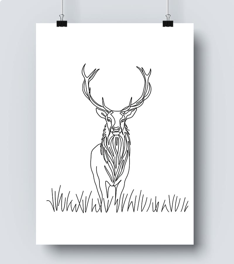 Affiche Line Art Cerf #6