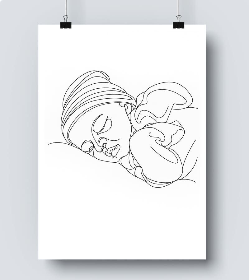 Affiche Line Art Nouveau né bébé #9