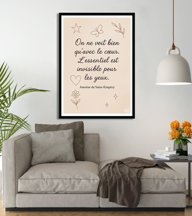 Affiche Citation - On ne voit bien qu avec le coeur