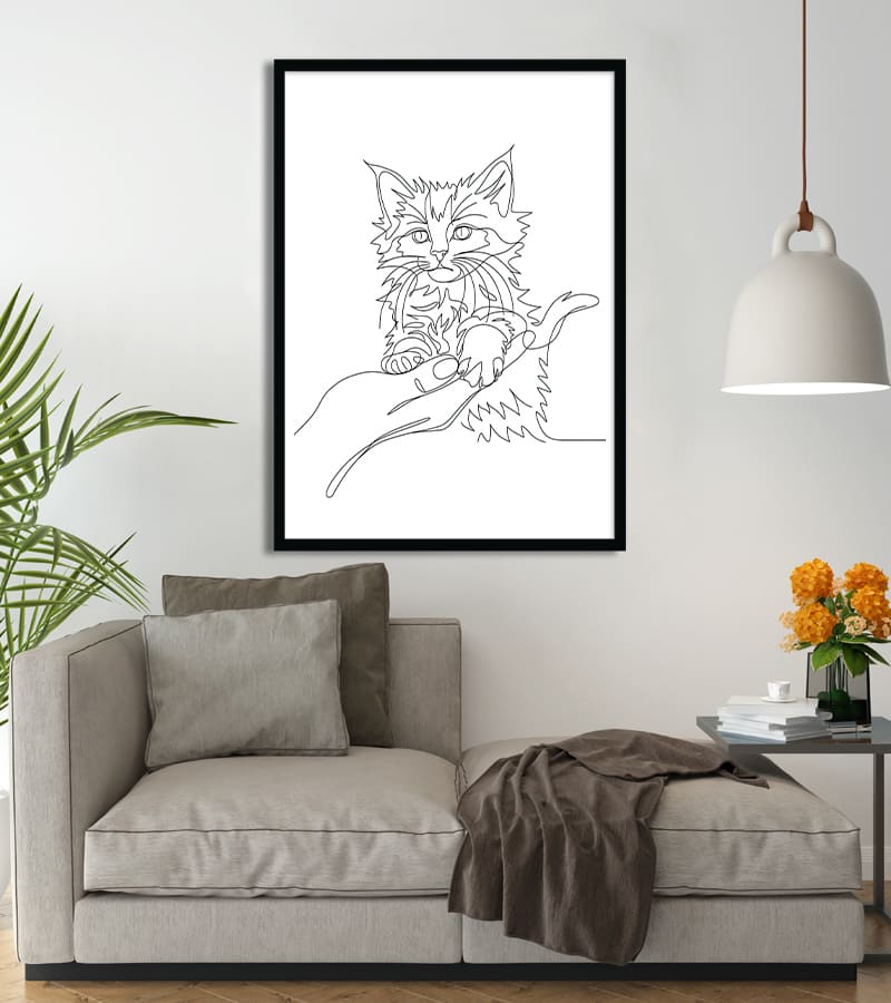Affiche Line Art Chaton #12
