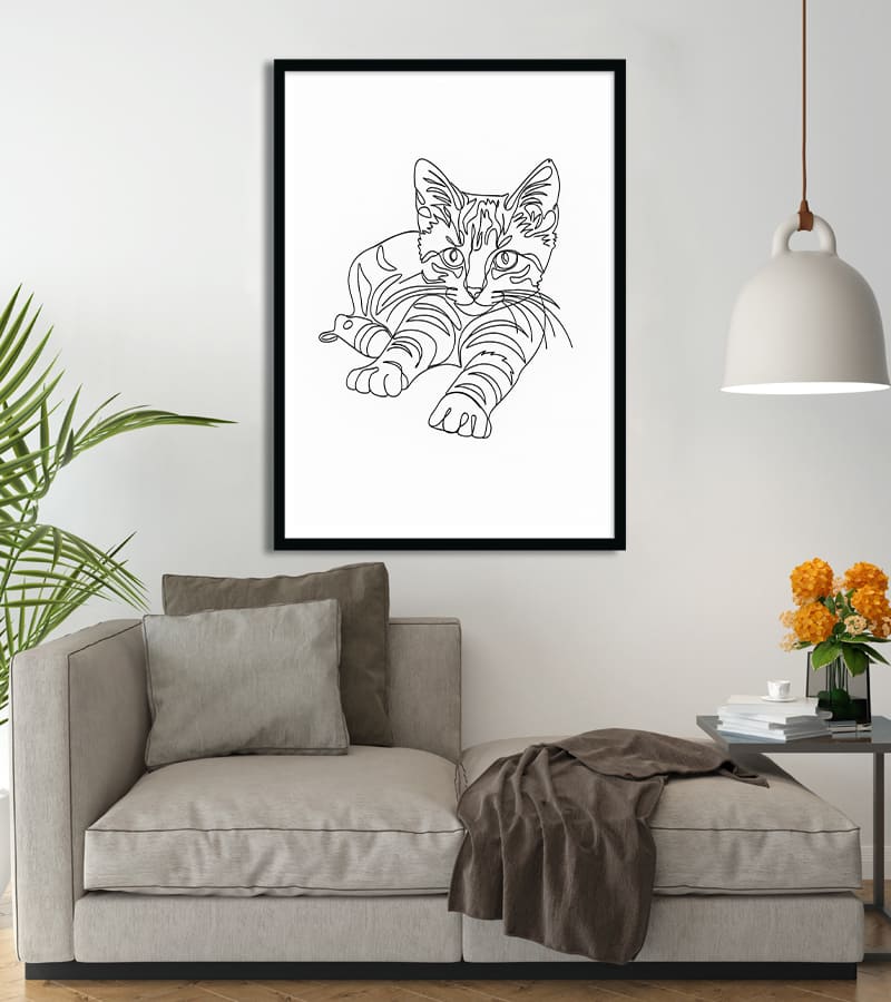Affiche Line Art Chat Félin #13