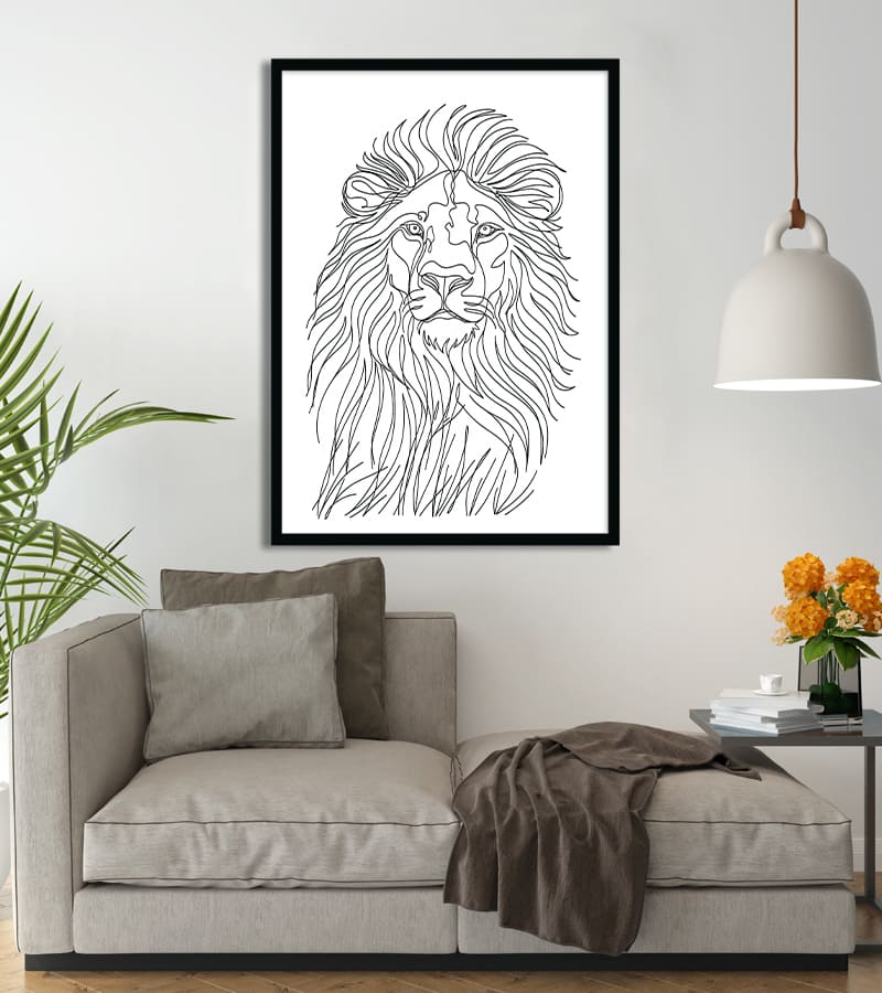 Affiche Line Art Lion Roi de la Jungle #22