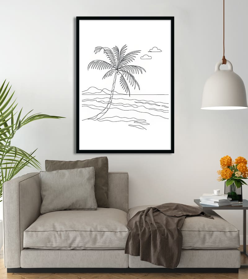 poster Line Art Paysage Vacance