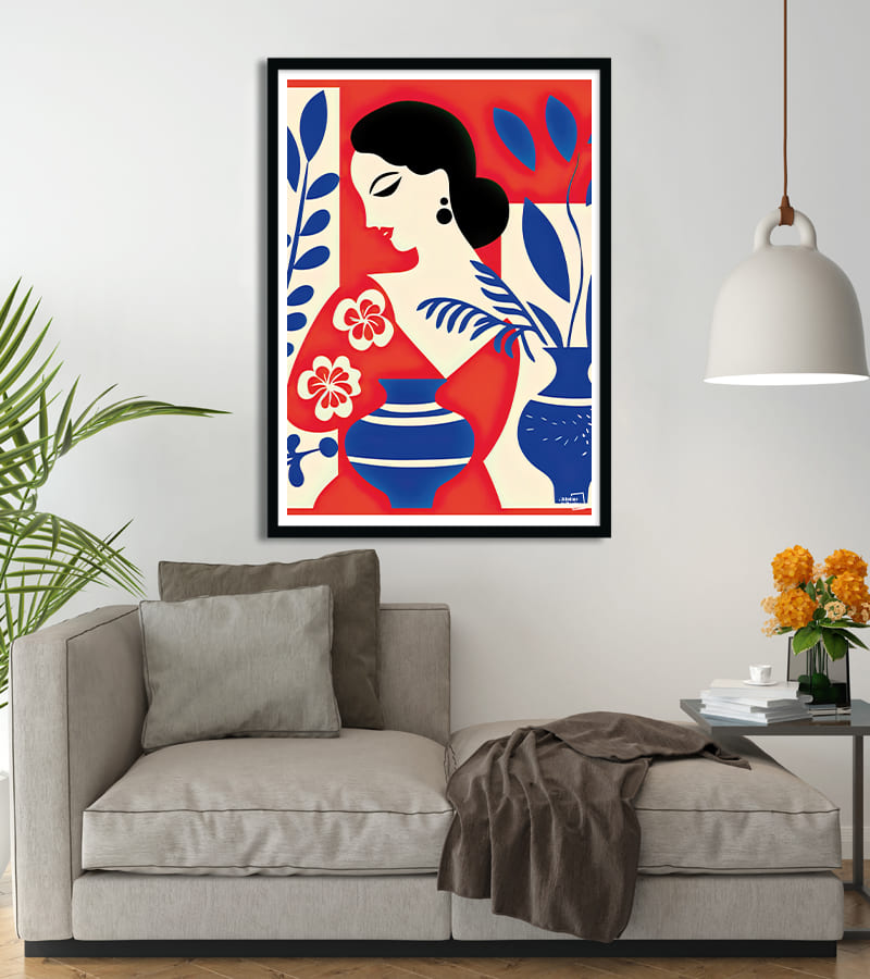 Affiche Style Matisse Jeune femme coloré cubisme #26