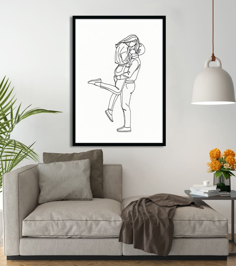 Affiche Line Art Couple Amoureux #4