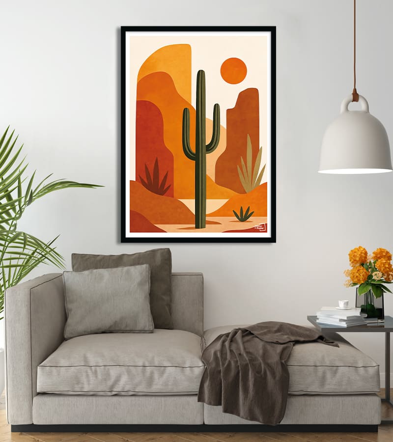 Affiche Botanique Moderne – Cactus et Abstraction aux Couleurs de l’Aube #53