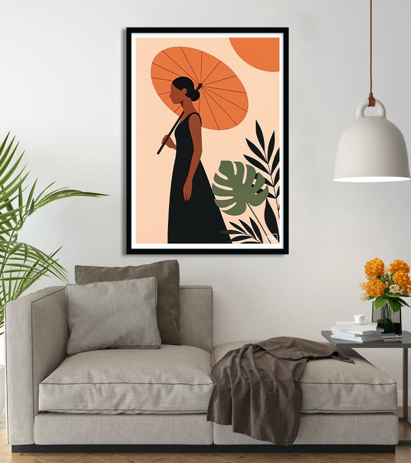Affiche Féminine et Intemporelle – Femme au Parapluie en Style Contemporain #59
