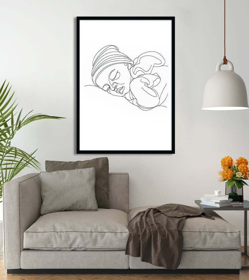 Affiche Line Art Nouveau né bébé #9