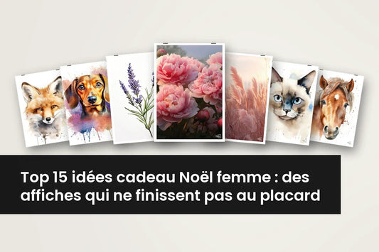 Idée cadeau Noël femme : l'affiche Pivoines dans un cadre blanc, sur un mur clair