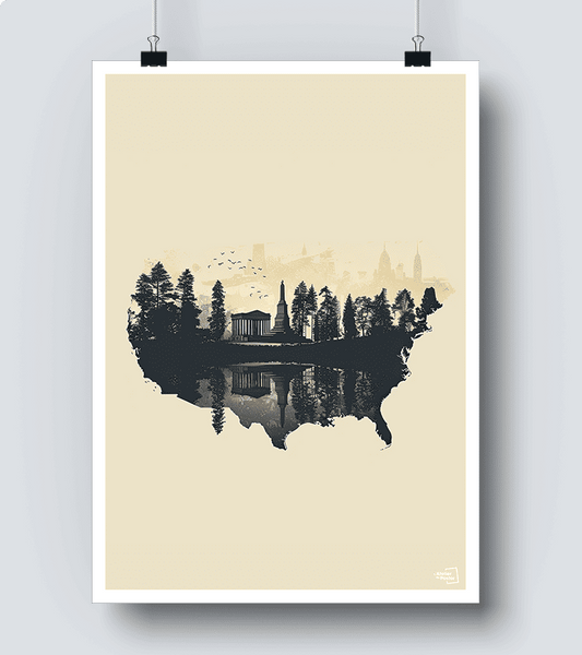 Affiche Carte minimaliste USA