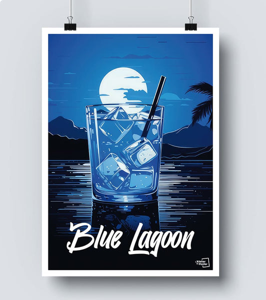 Affiche Cocktail Blue Lagoon