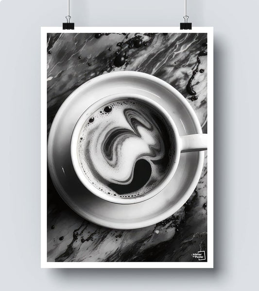 Affiche Café Noir - Noir et Blanc