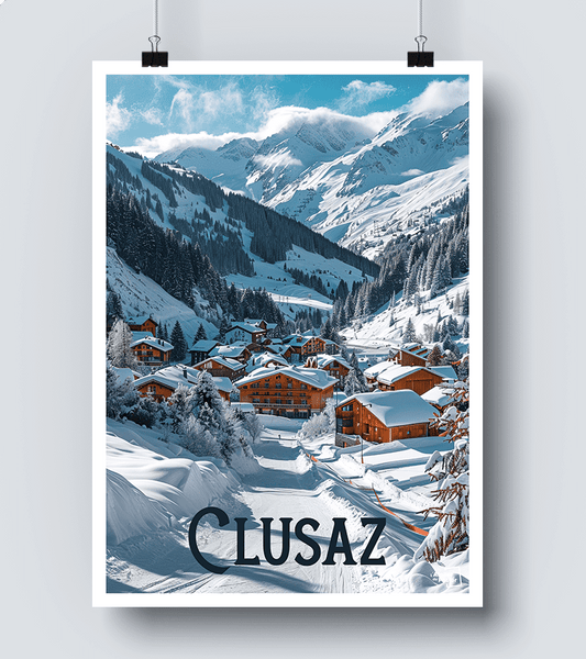 Affiche La Clusaz vintage