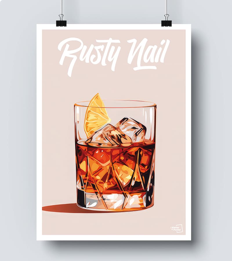 Affiche Cocktail Rusty Nail 