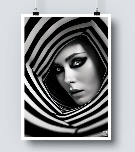 Affiche Femme hypnotique Noir et Blanc