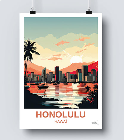 Affiche Honolulu - Hawaï