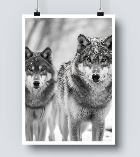Affiche Loups Noir et blanc
